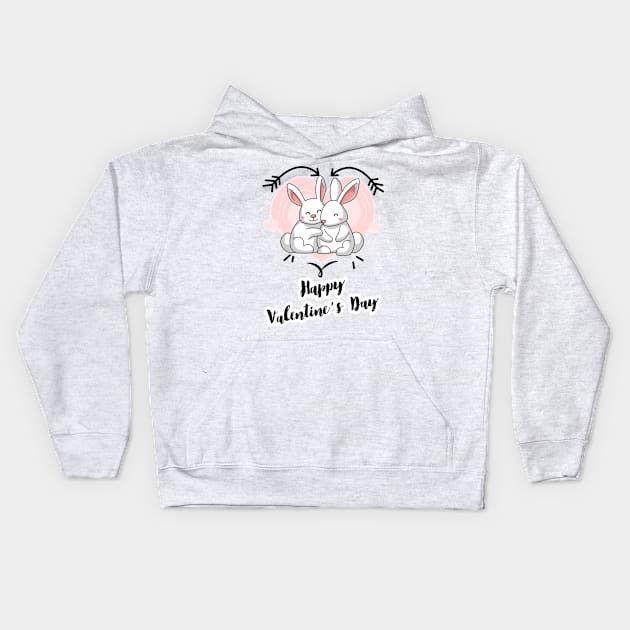 Happy Valentine's Day | Bunnies Kids Hoodie by MrDrajan